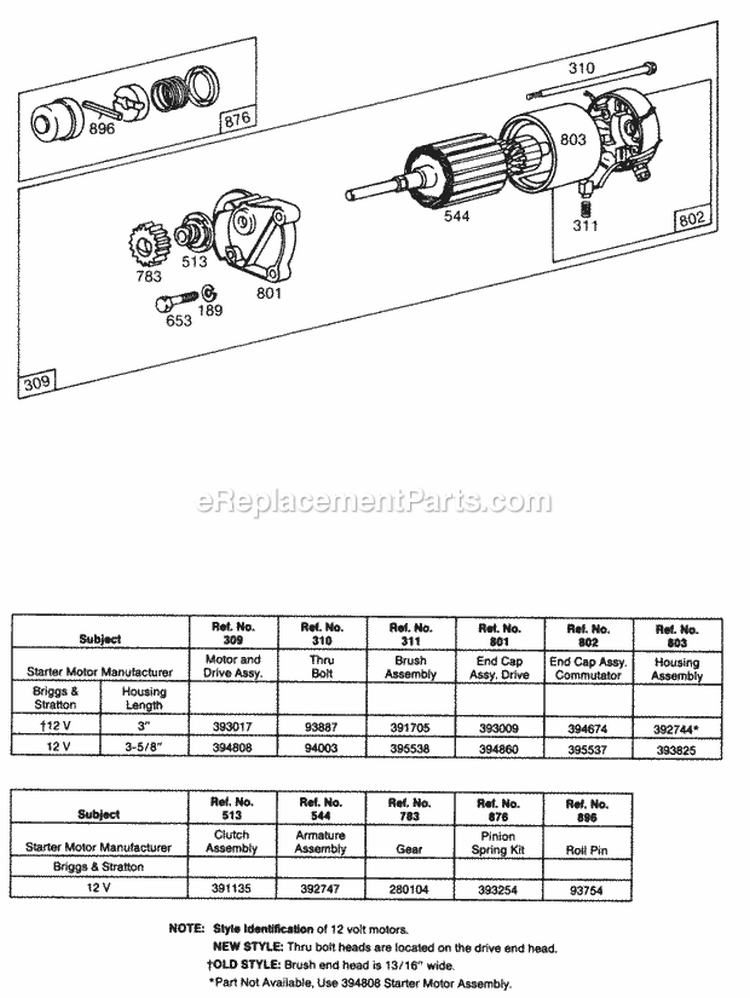 Electric Starter And Chart Diagram and Parts List for 401415-0146-99  Briggs and Stratton Engine
